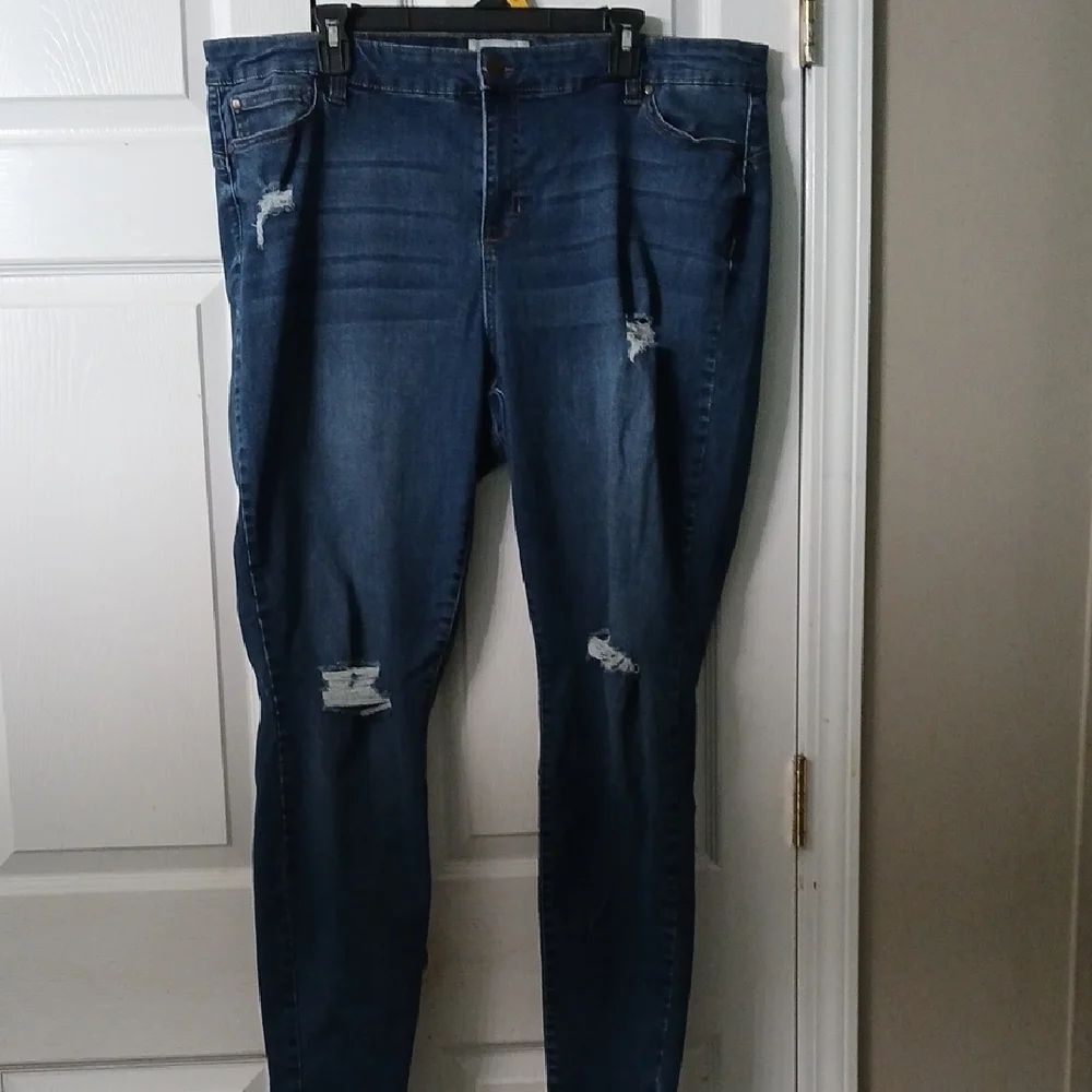 Molly & Isadora Mid Rise Skinny Women's Distressed Blue Jeans Sz 20 NWOT